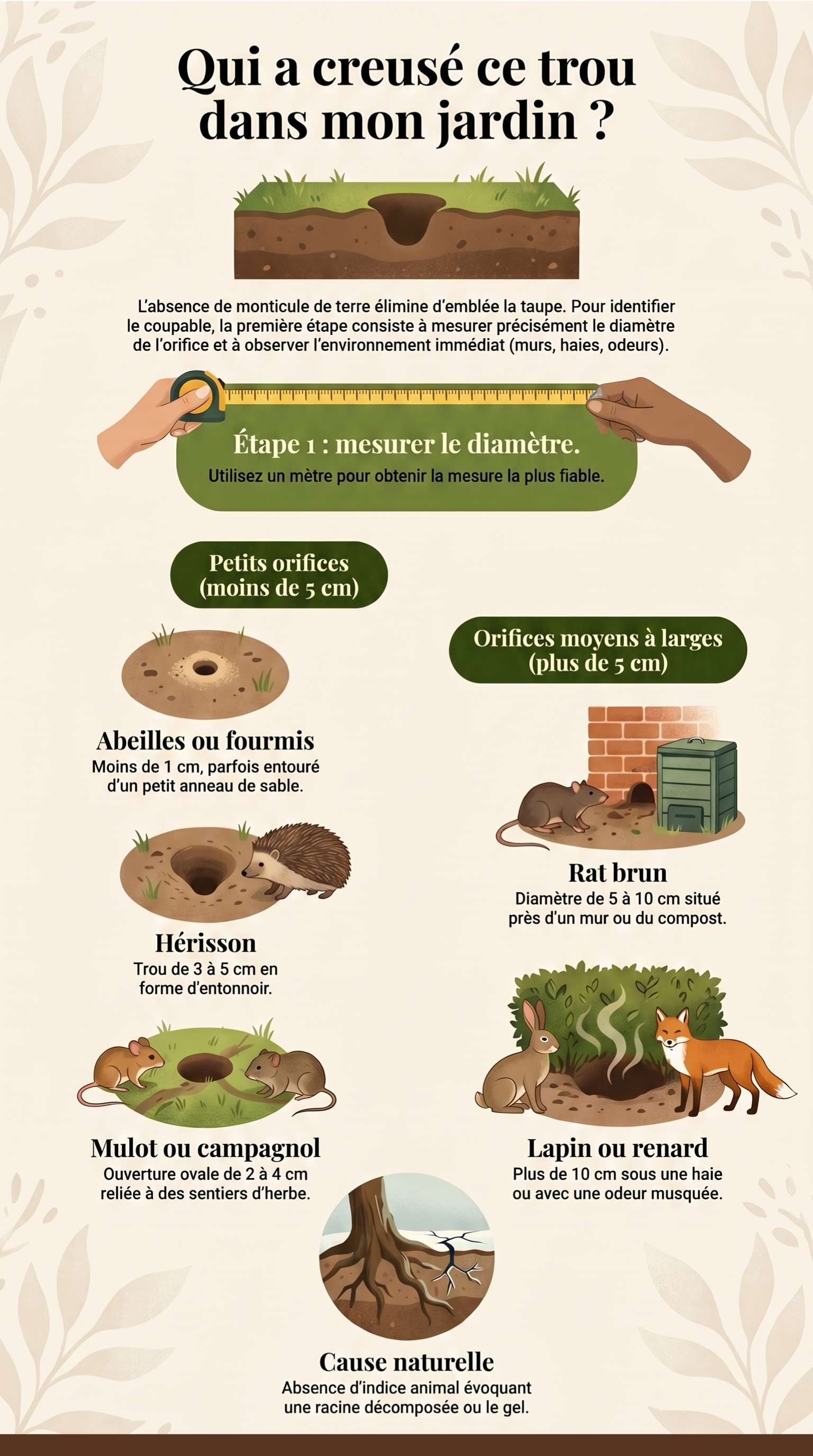 trous dans le jardin sans monticule